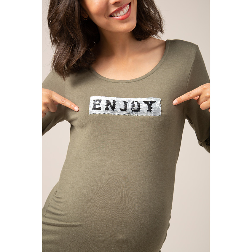 Robe de grossesse manches longues à motif fantaisie 