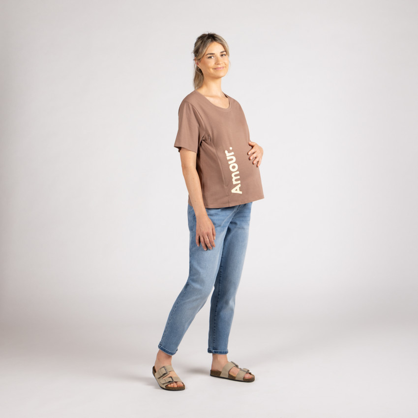 T-shirt met korte mouwen voor zwangerschap en borstvoeding met print Hart 