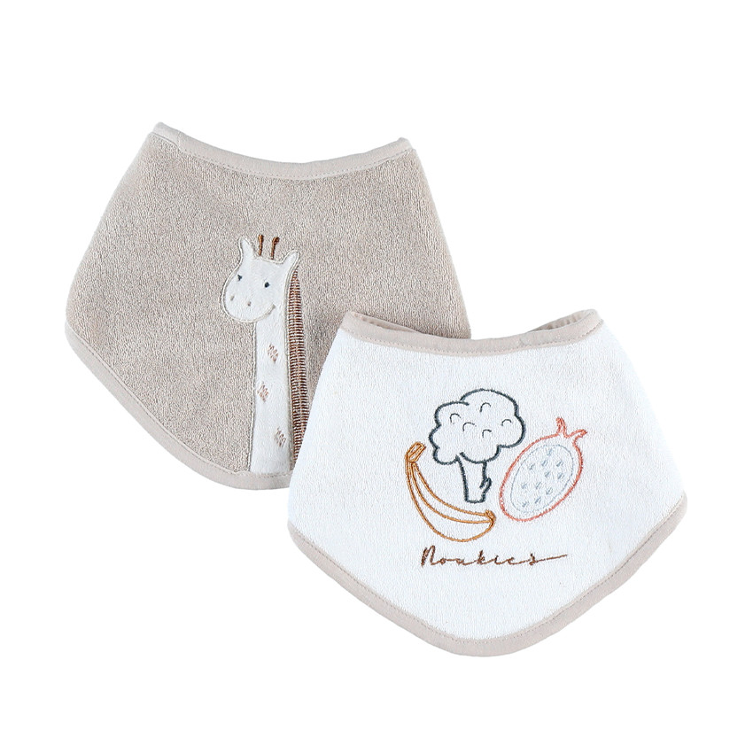 Lot de 2 bavoirs bandanas en éponge Tiga 
