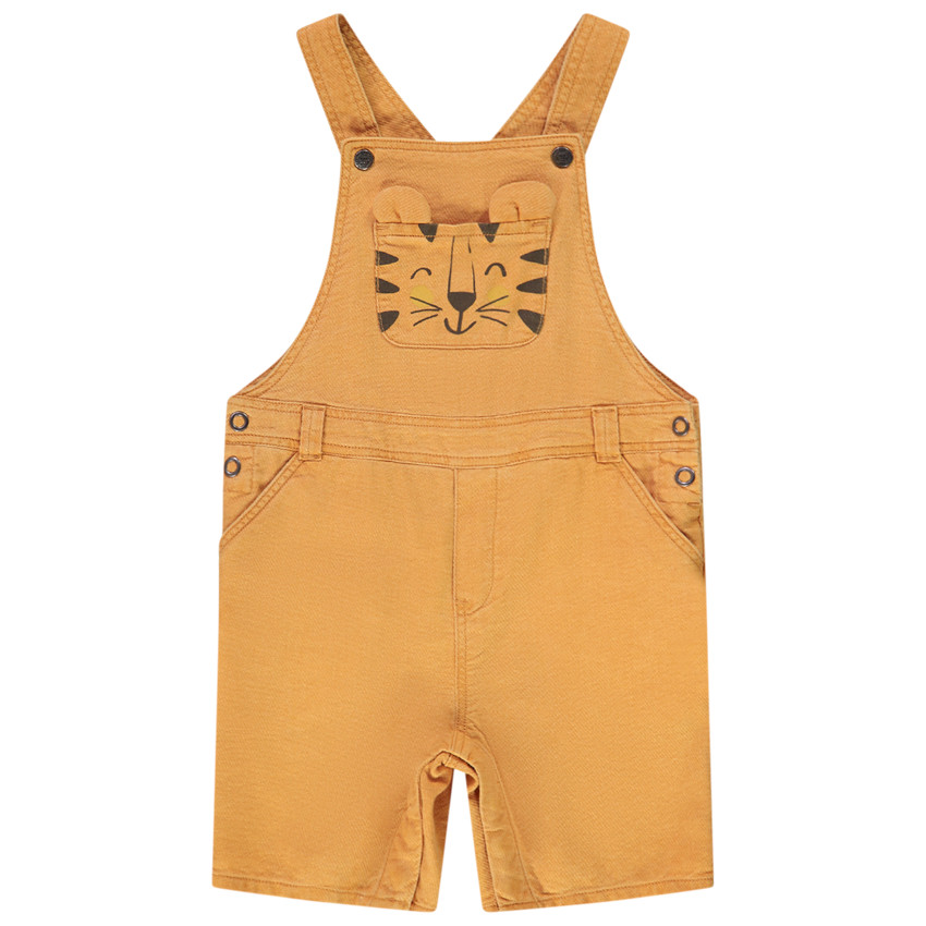 Korte salopette met ludiek tijgerprint voor babyjongen 