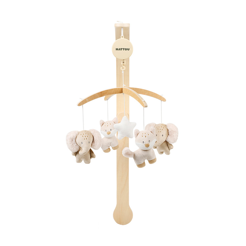 Muziekmobiel met hout - Flo, Ernest & Oli 