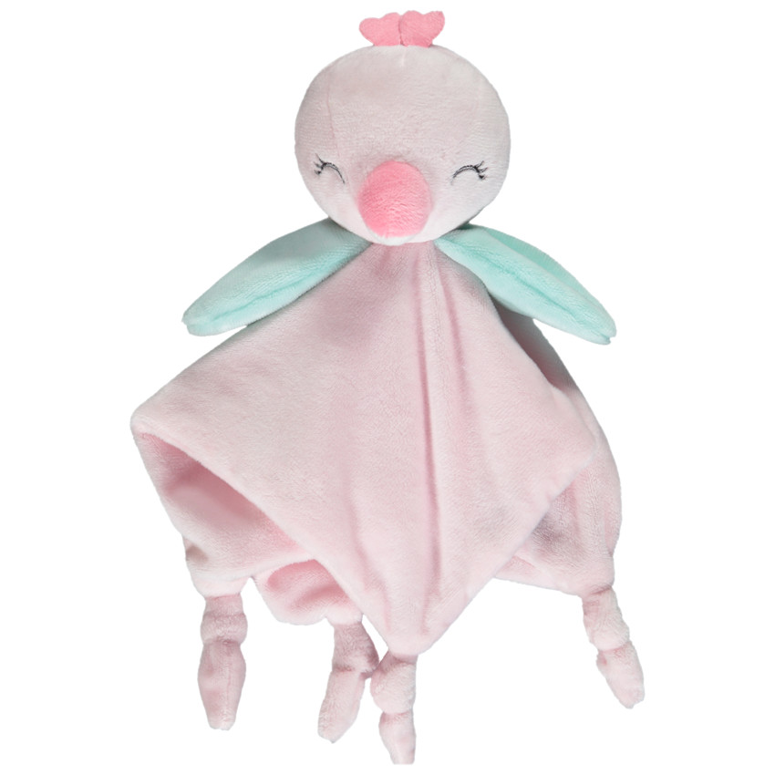 Doudou oiseau tropical en velours pour bébé fille 