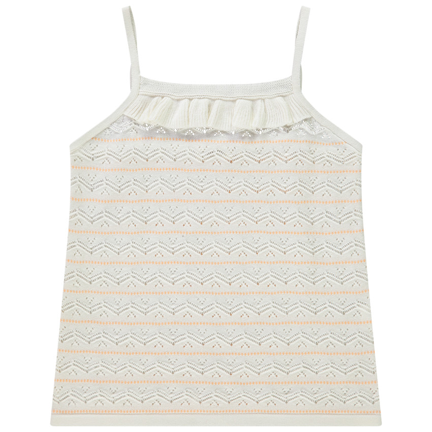 Gebreid en pointelle mesh mouwloos top met ruches voor meisjes 