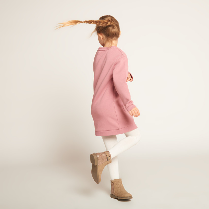 Robe sweat molletonnée à poche kangourou pour fille 