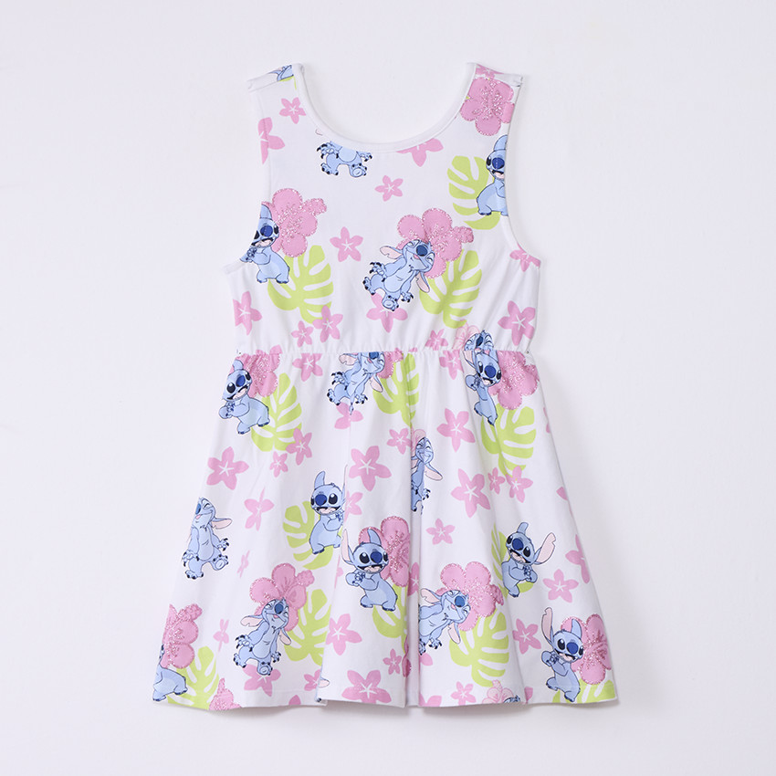 Mouwloze jurk met Stitch Disney print en zwemrug voor meisjes 
