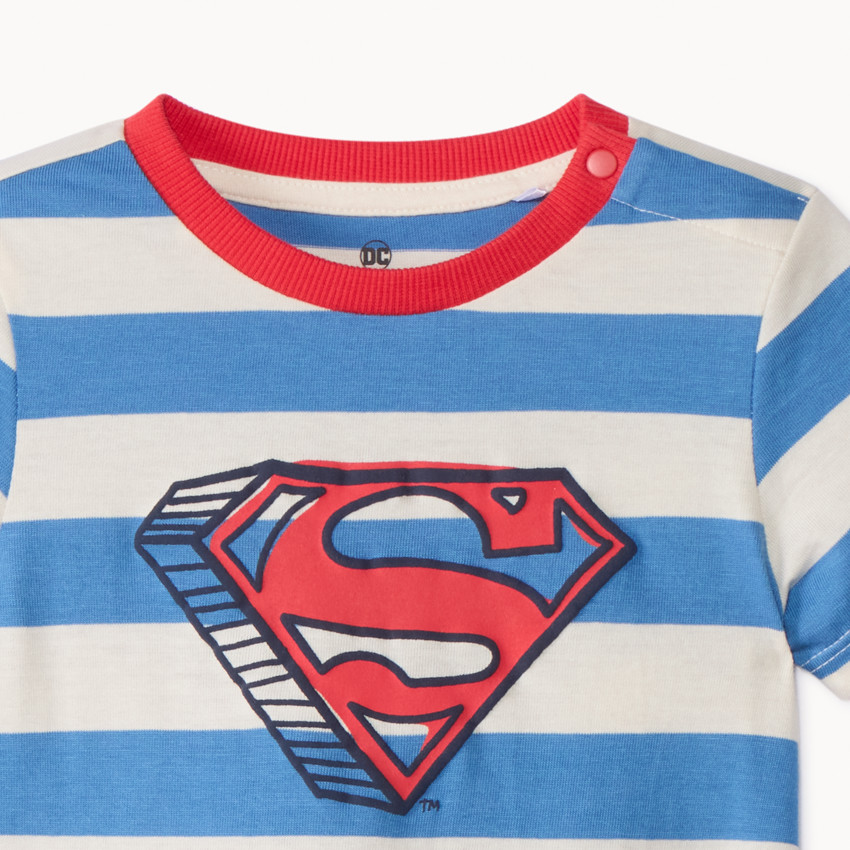 T-shirt manches courtes rayé Superman Warner pour bébé garçon 