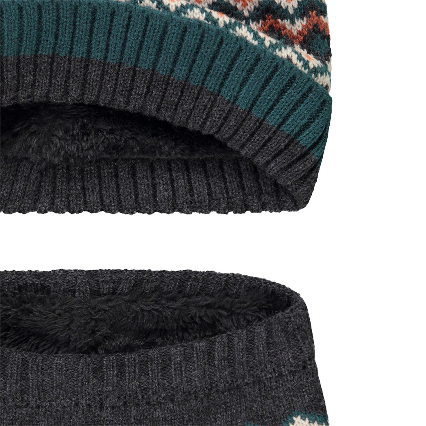 Ensemble bonnet à pompon + snood à motifs pour garçon  