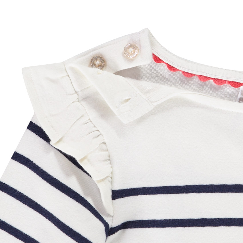 T-shirt manches longues style marinière en jersey fantaisie pour bébé fille 