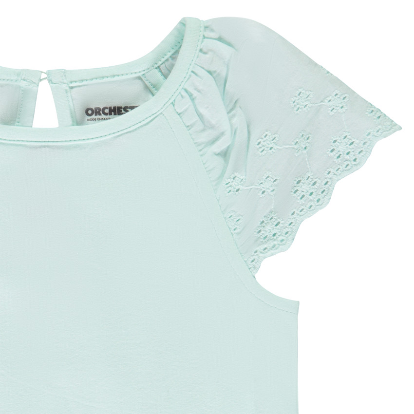 T-shirt met korte mouwen in Engels borduursel voor baby meisjes 