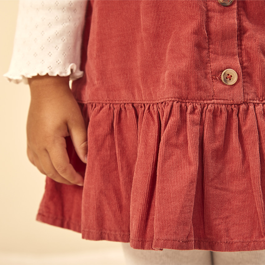 Robe salopette en velours côtelé pour bébé fille 