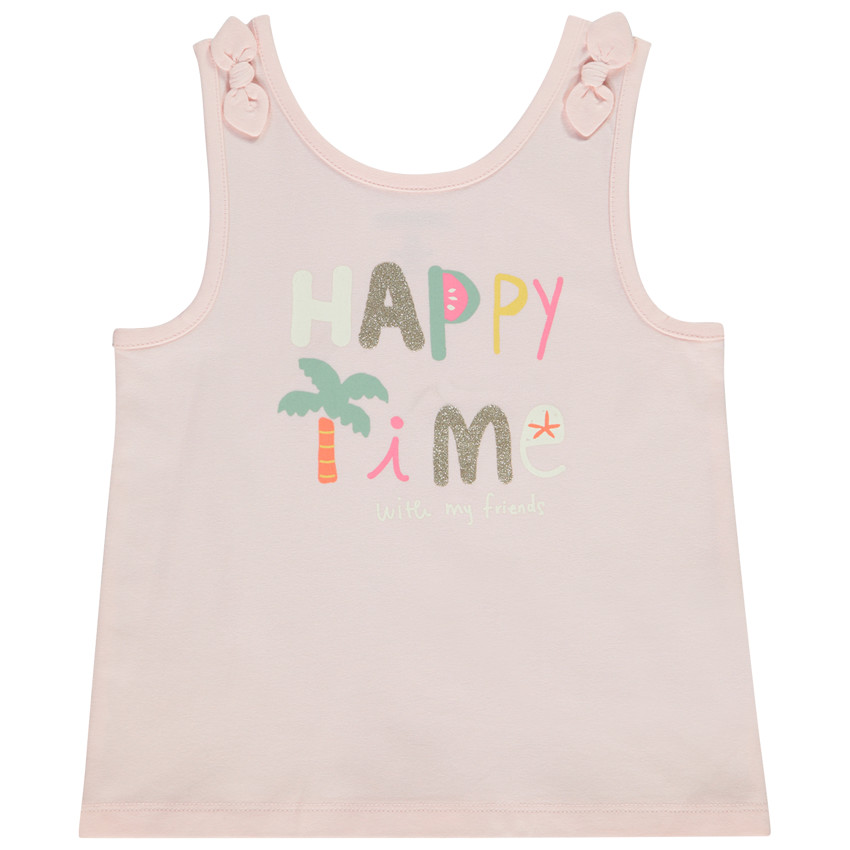Mouwloos top met knopen en fantasieprint voor baby meisje 