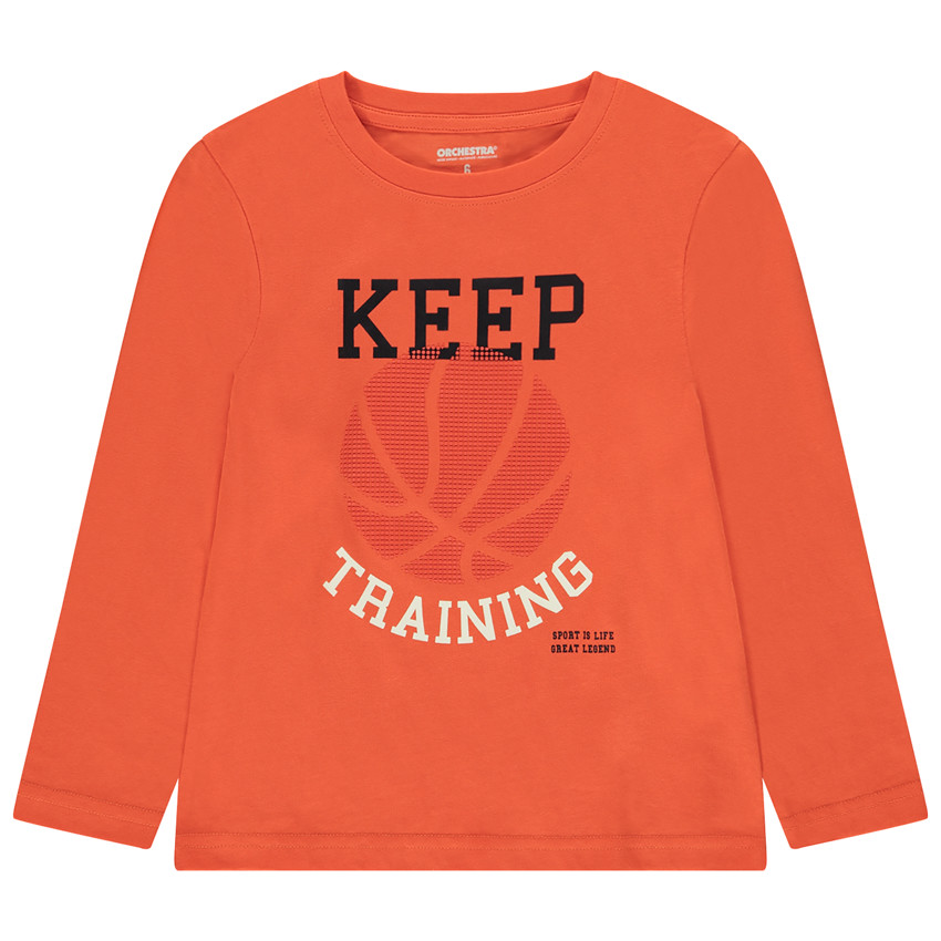 T-shirt manches longues print effet 3D ballon de basket pour garçon  