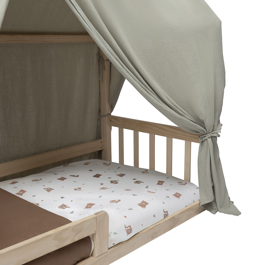 Toile en gaze de coton pour lit Premissori vert 