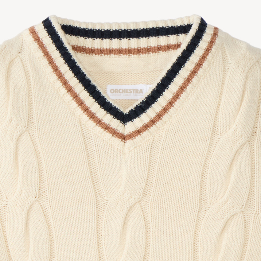 Pull garçon sans manches en maille torsadée 