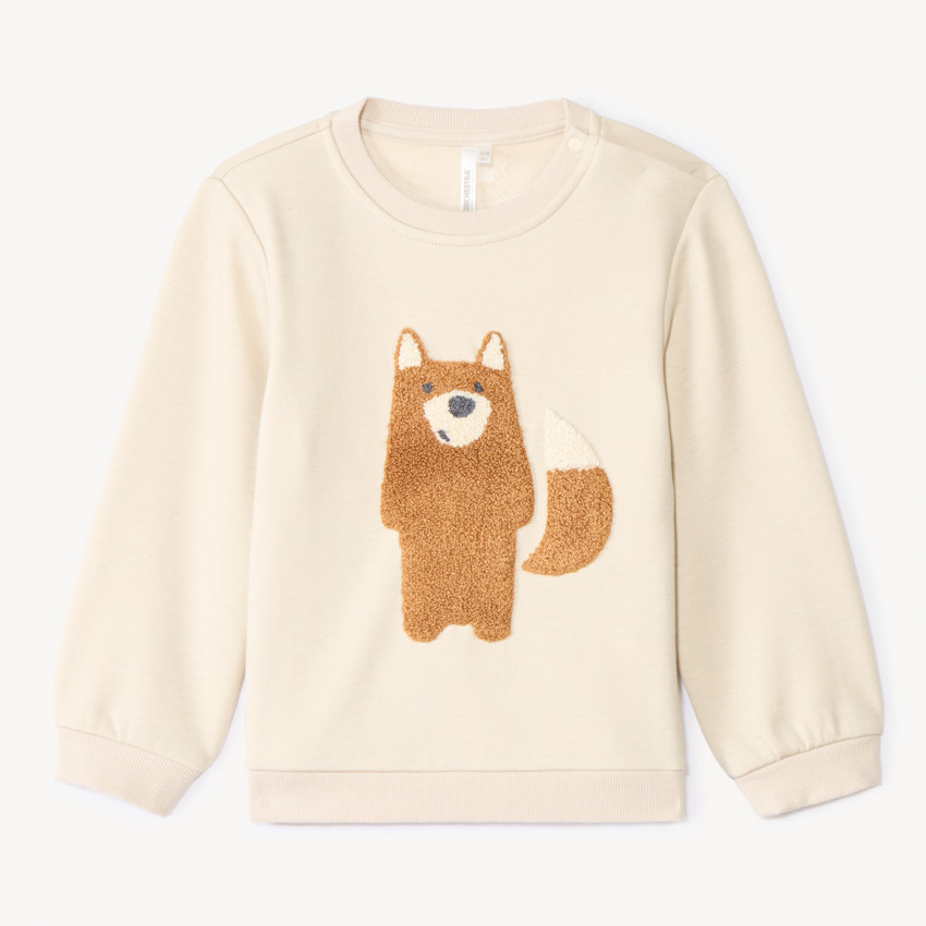 Sweatshirt in fleece met geborduurd lusdier voor babyjongens 