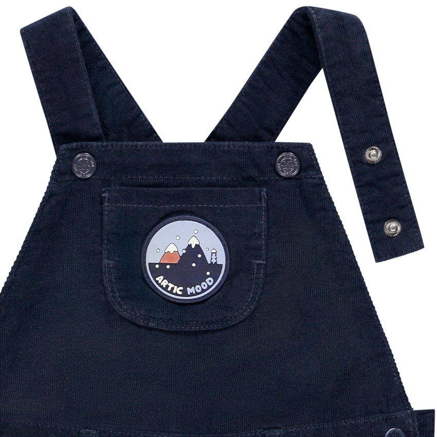 Salopette longue en velours avec badge pour bébé garçon 
