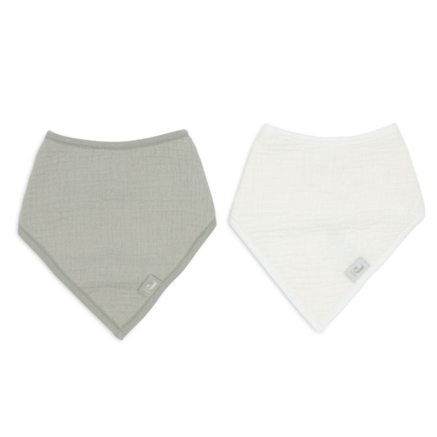 Bavoir Bandana gaze de coton Olive Green/Oatmeal 2 pcs 