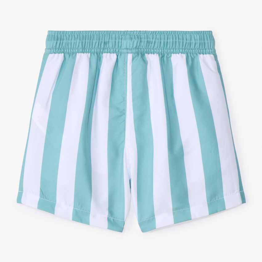 Gestreepte zwemshort met rubberen badge voor jongens 