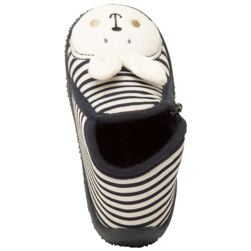 Chaussons forme bottillons rayés patch lapin pour bébé == 