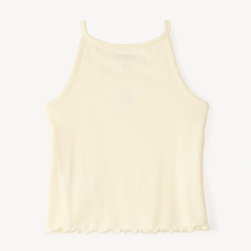 Débardeur court en maille côtelée broderie cerise fille 