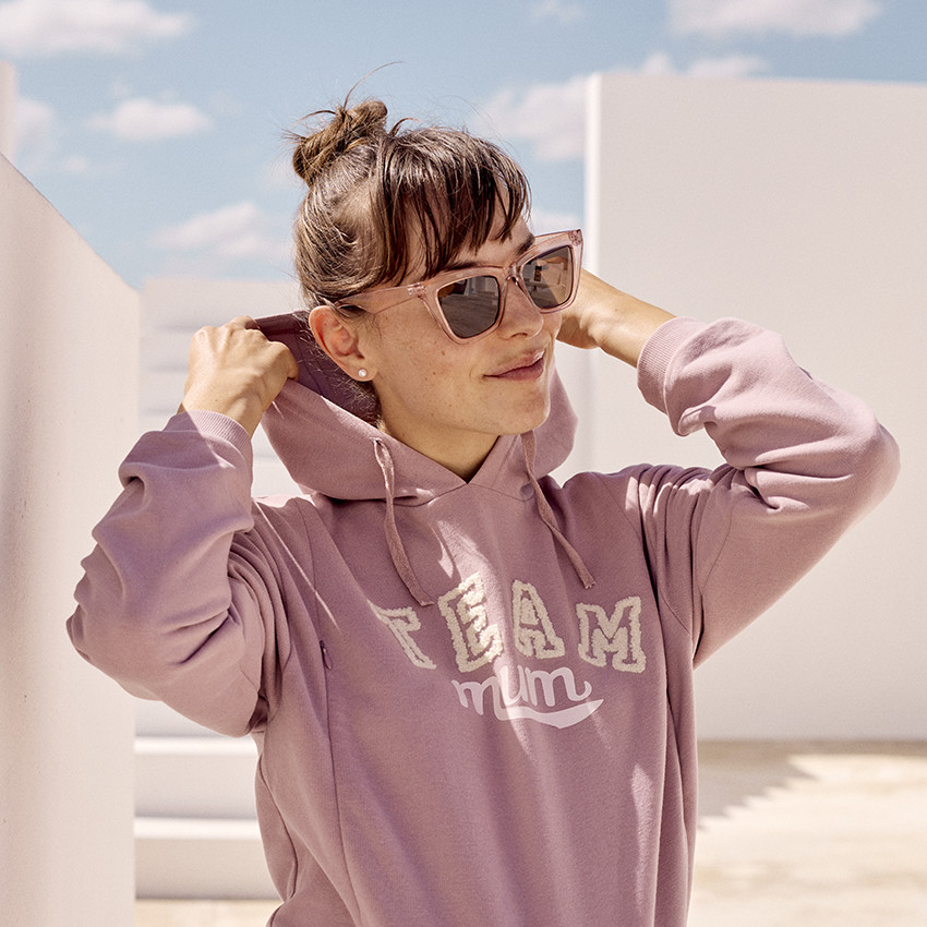 Sweat de grossesse et d'allaitement à zip et patchs bouclettes 