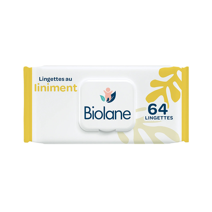 Paquet de 64 lingettes nettoyantes au liniment et huile d'olive 