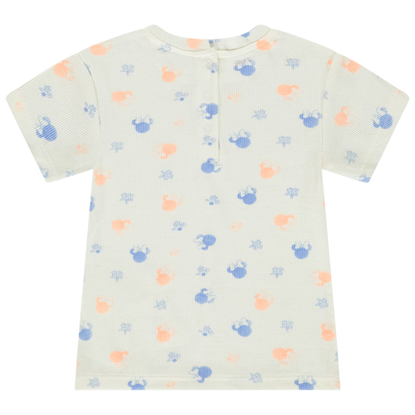 T-shirt manches côtelé imprimé Minnie Disney pour bébé fille 