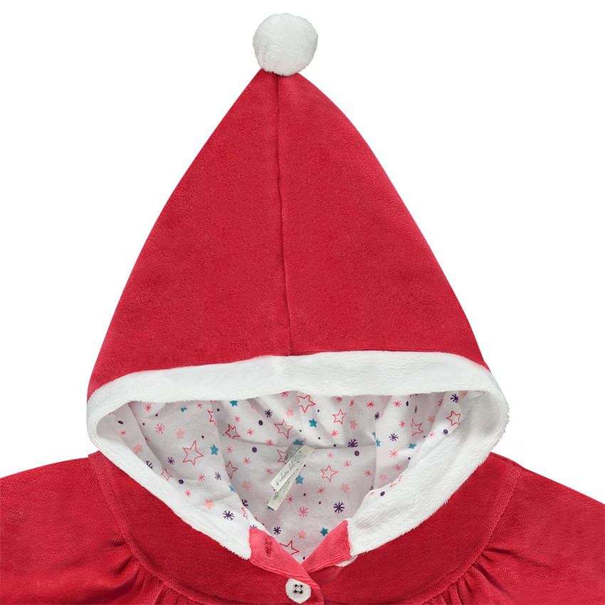 Kerstcape van velours met kap 