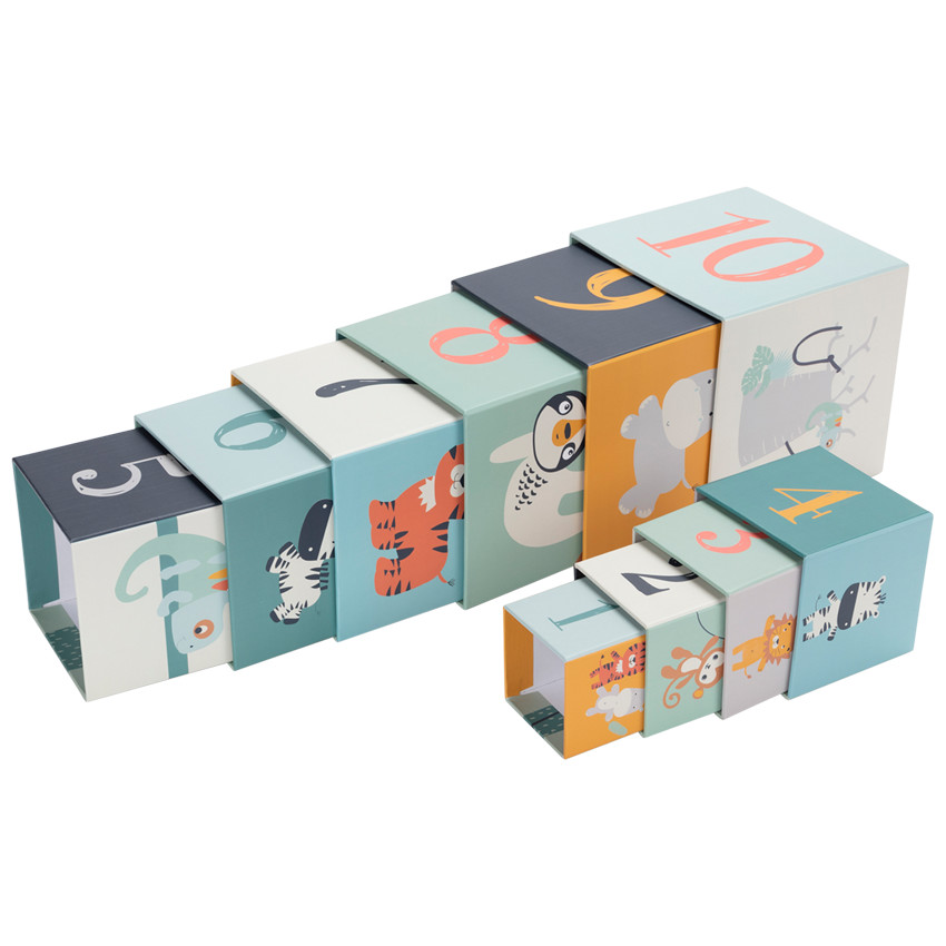 Lot de 10 cubes gigognes à empiler - Happy wild 