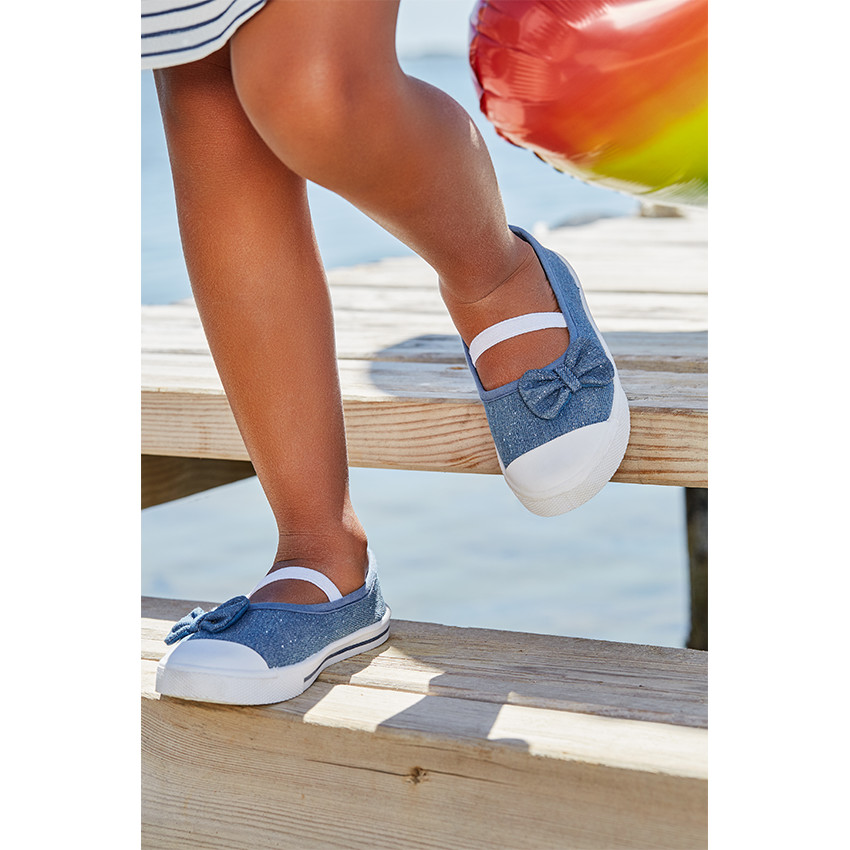 Babies en toile pailleté à élastique et noeud 