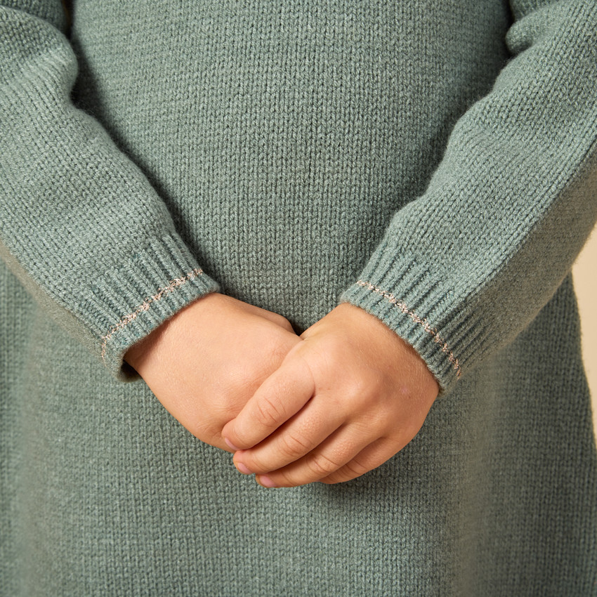 Gebreide jurk met lange mouwen, effen, voor meisjes 