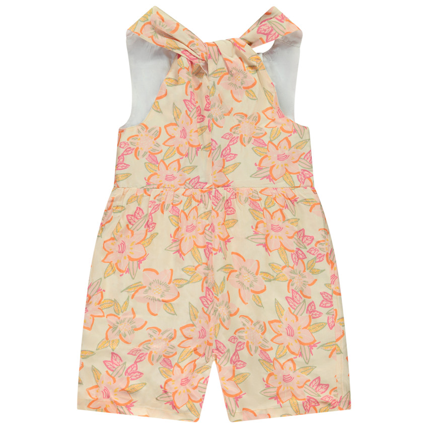 Combishort à col twisté imprimé floral pour fille 