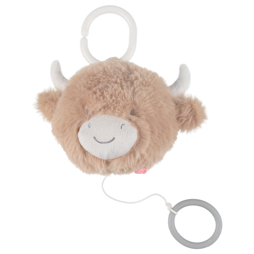 Peluche musicale voyage Vache Fluffy Beige 