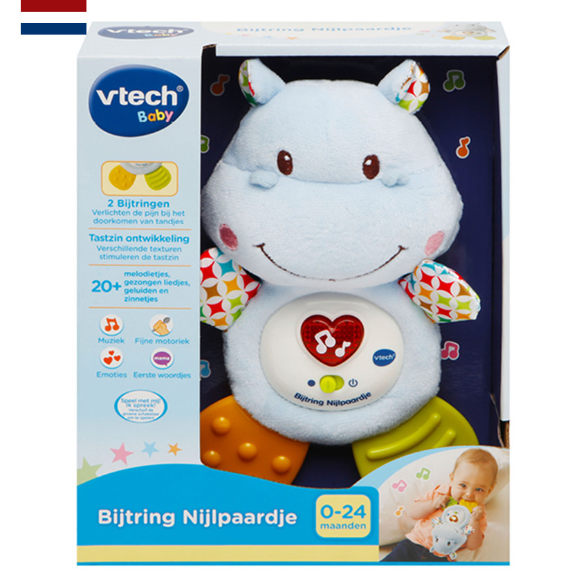 Knuffel Bijtring Nijlpaardje Blauw NL 