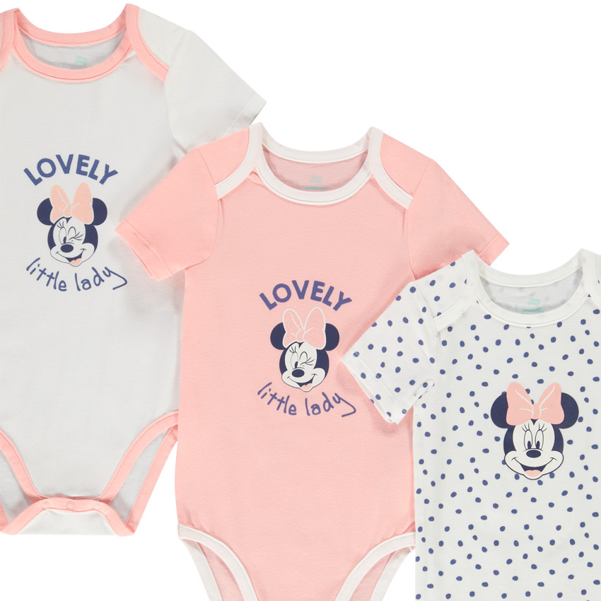 Lot de 3 bodies en jersey Minnie Disney pour bébé fille 
