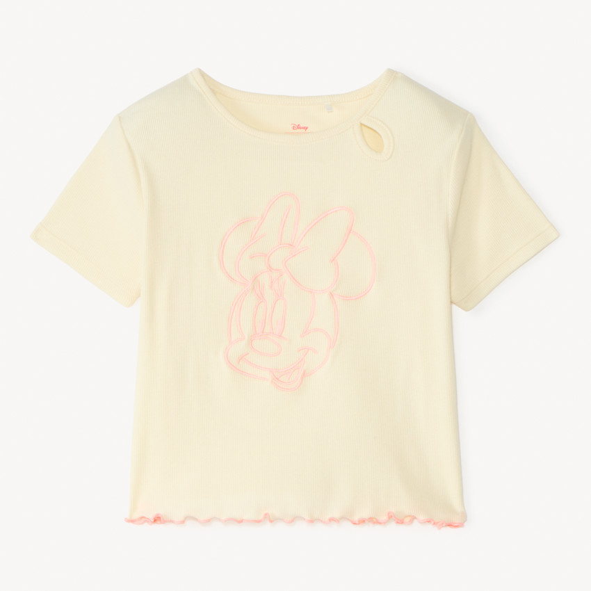 Korte mouwen tricot T-shirt met borduursel van Minnie Disney voor meisjes 