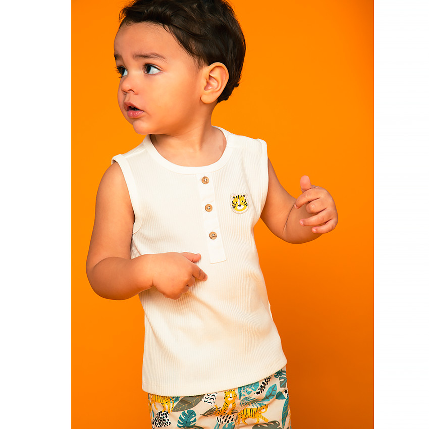 Débardeur effet velours côtelé avec tigre brodé pour bébé garçon 