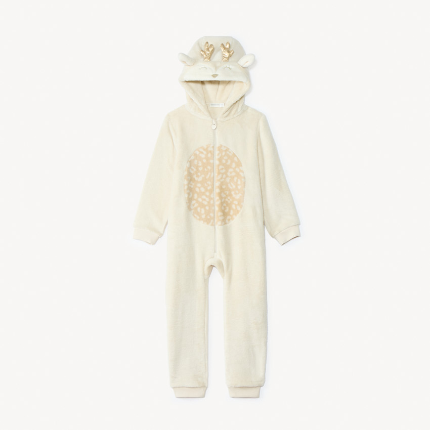Surpyjama ludique biche en sherpa pour fille 