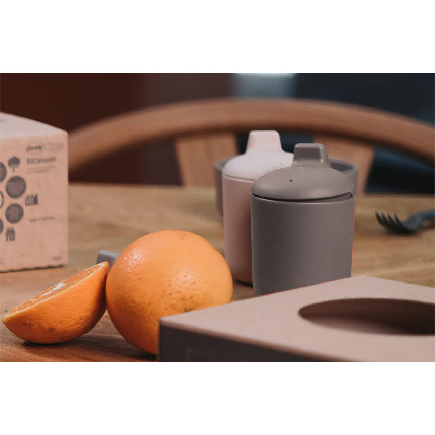 Set van 2 Bekers met Drinktuit Tiny Bioplastic – Beige/Mokka 