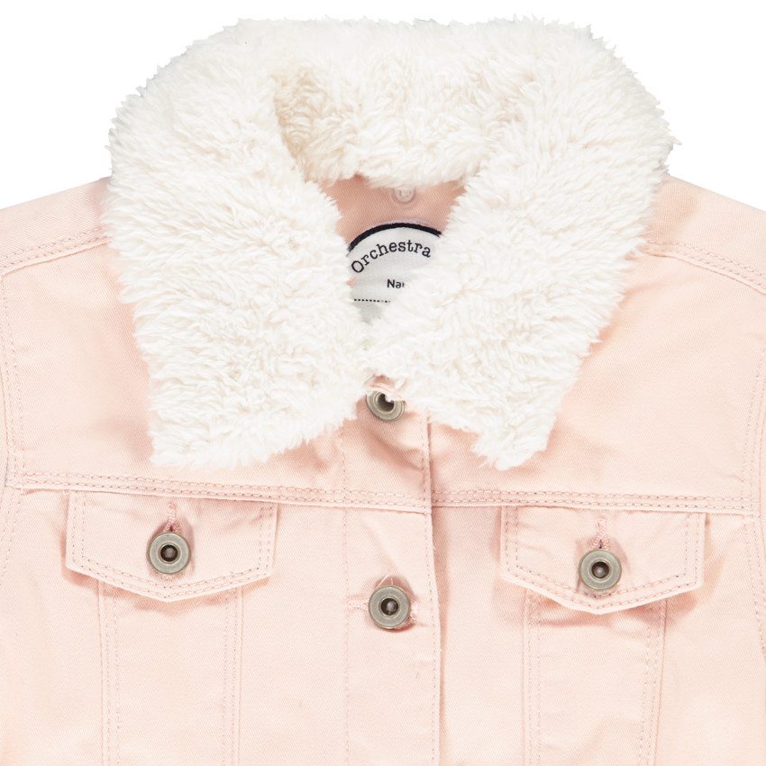 Veste en jean avec col et doublure en sherpa pour fille 