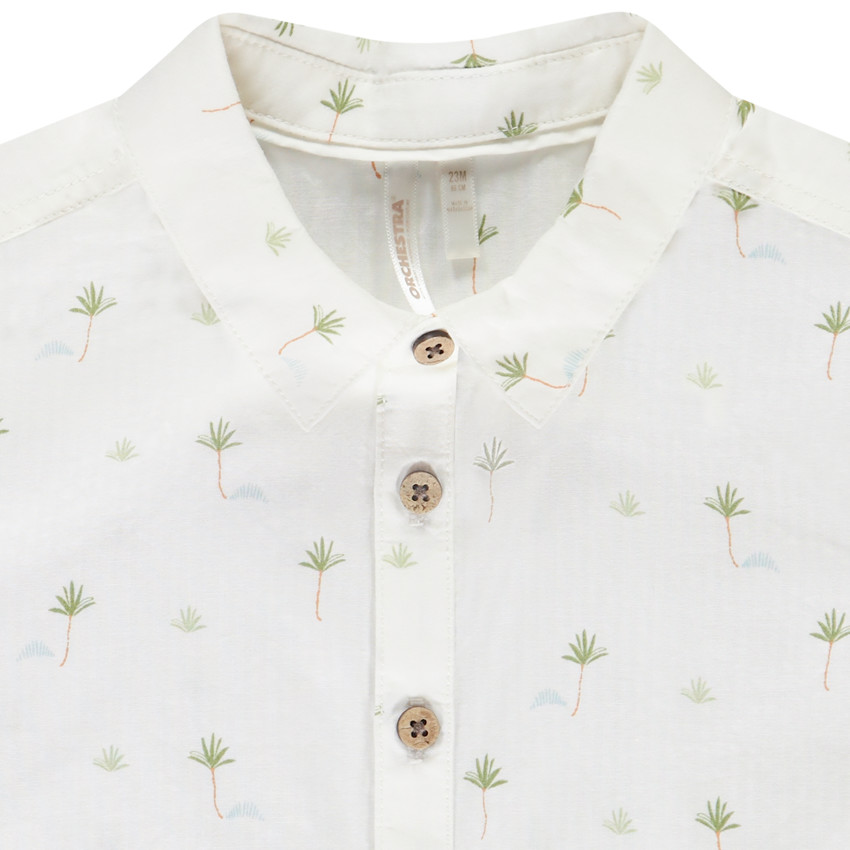 Korte mouwen blouse in voile met print voor baby jongen 