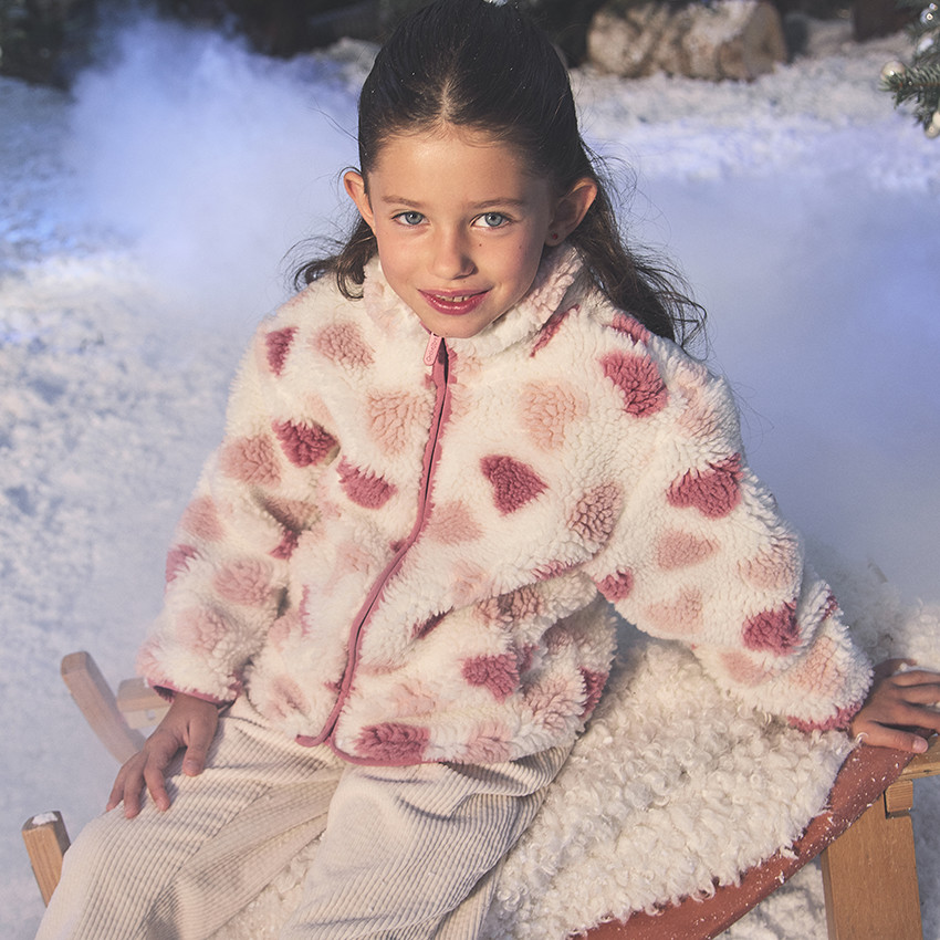 Veste en sherpa imprimé cœurs pour fille 