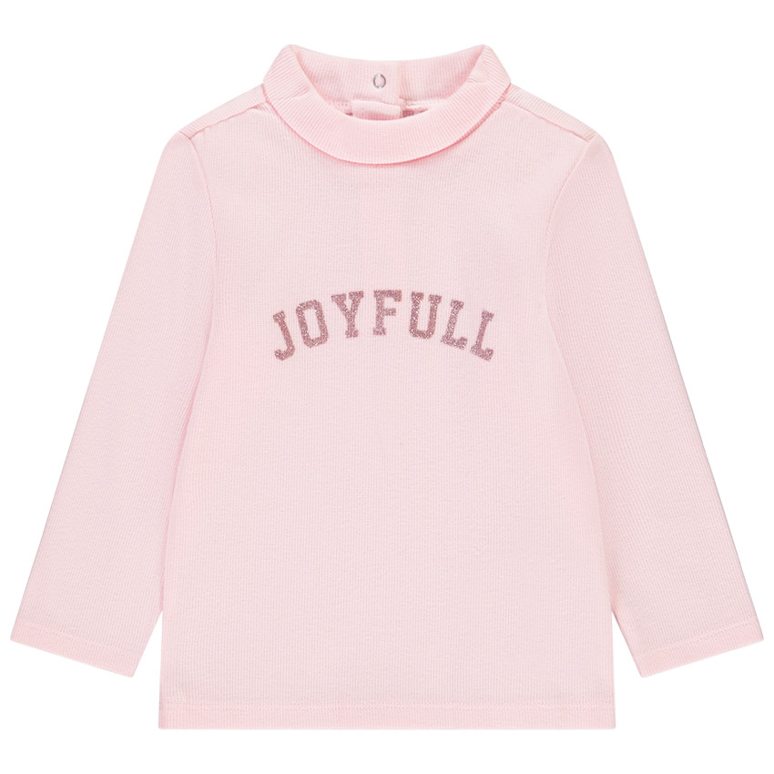Sous-pull col roulé à message pailleté pour bébé fille 