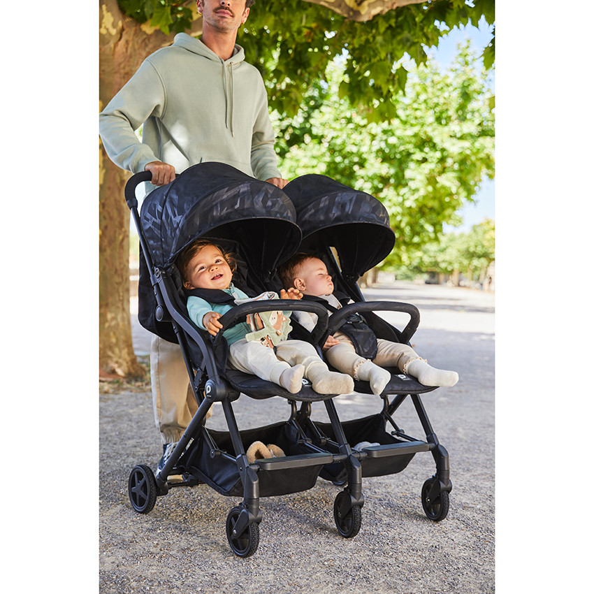 Premium dubbel kinderwagen Aria Twin - Zwart 