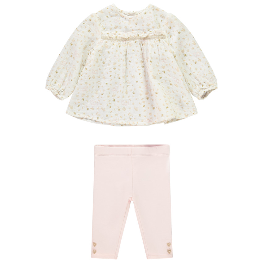 Ensemble 2 pièces avec tunique imprimée lapins pour bébé fille 