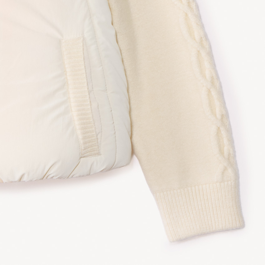 Donsjas van stof en gebreid met opstaande kraag voor meisjes 