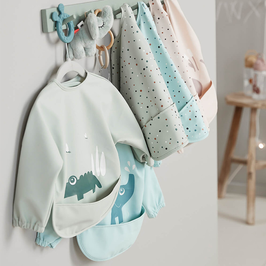 Bavoir tablier à manches longues - Bleu 