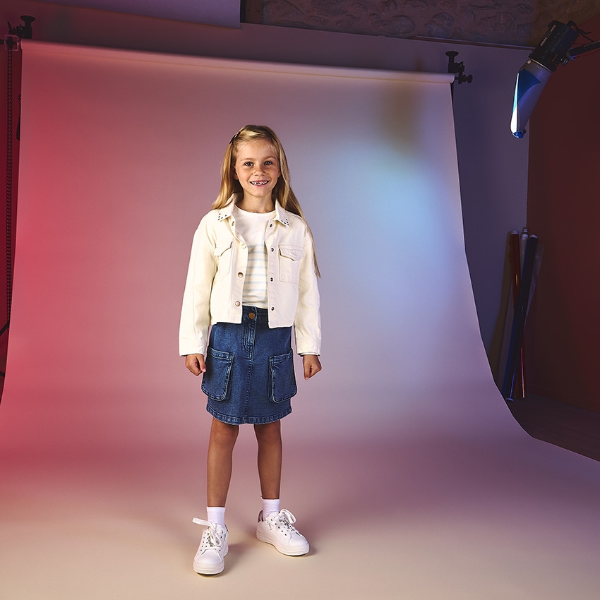 Korte jeansjas met studs voor meisjes 