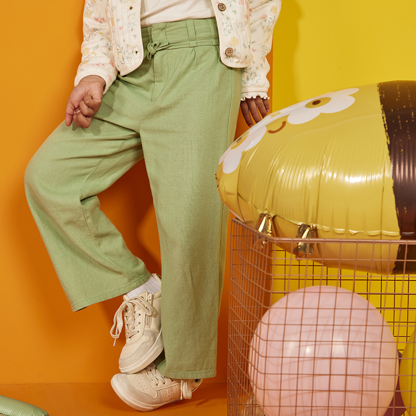 Pantalon large en toile unie pour fille 