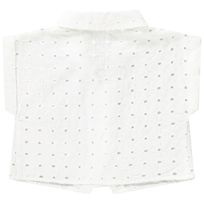 Korte mouwen blouse met strik in Engels borduursel voor meisjes 